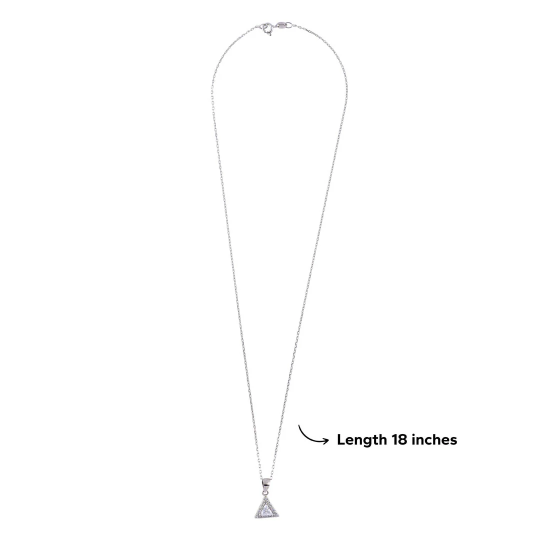 Silver Set Chain Triangular Pendant and Earrings with Stones for Women - Image 6