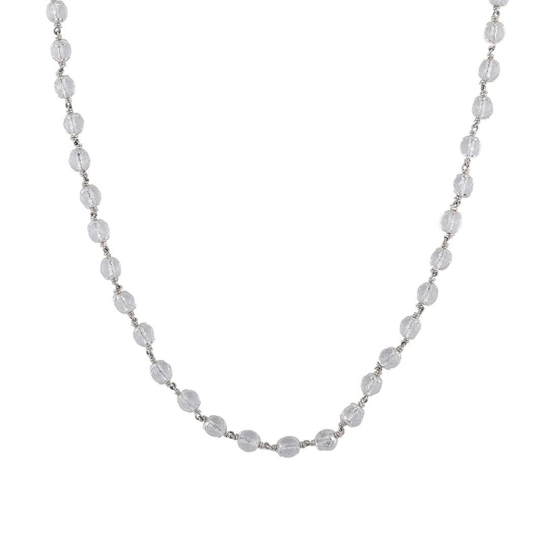 Sphatik Diamond Cut Beads Silver Mala - Image 4