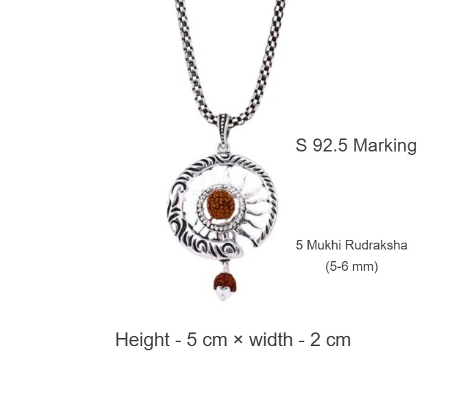 Surya Rudraksha Silver Pendant - Image 4