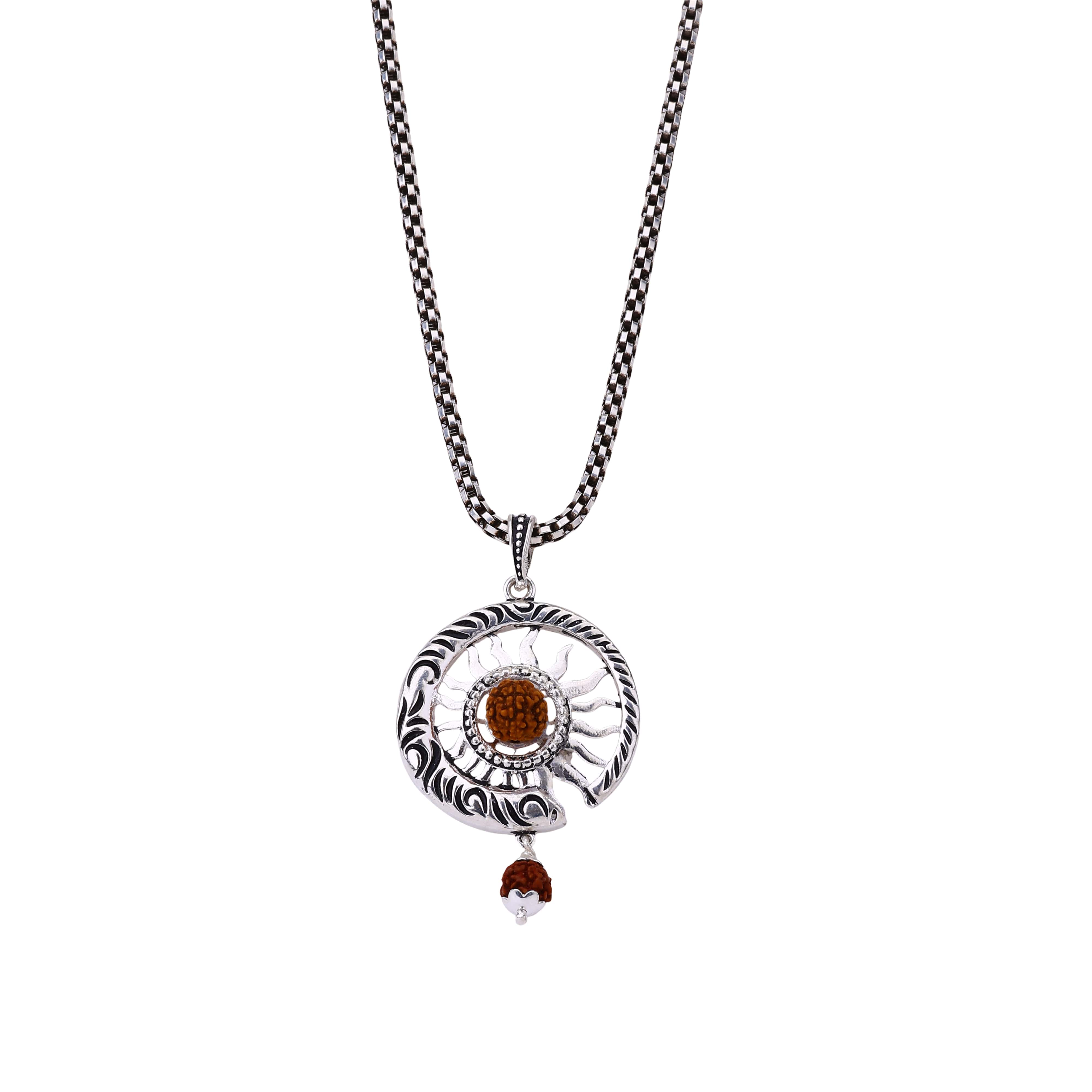 Surya Rudraksha Silver Pendant - Image 6