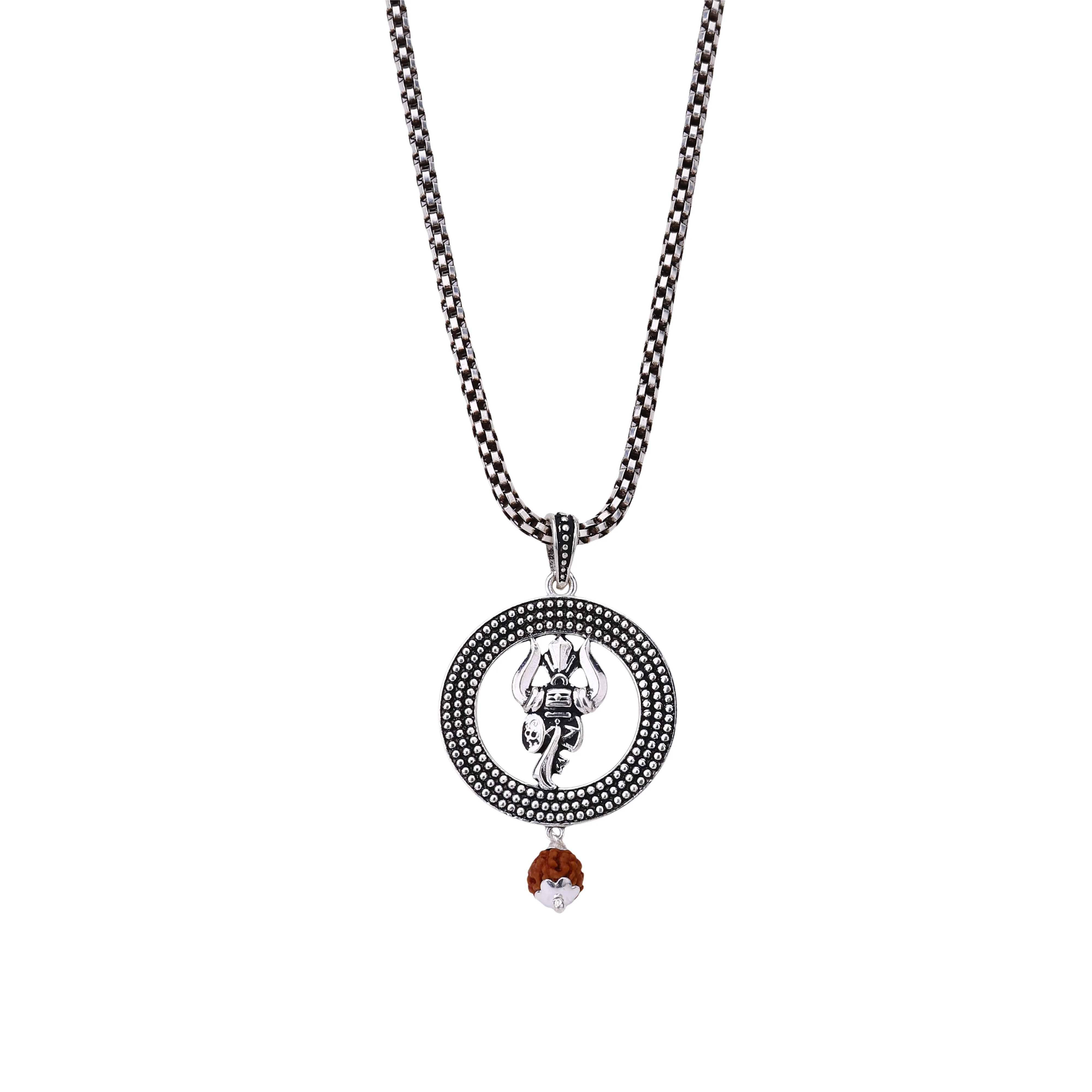 Trishul Rudraksha Silver Pendant - Image 6