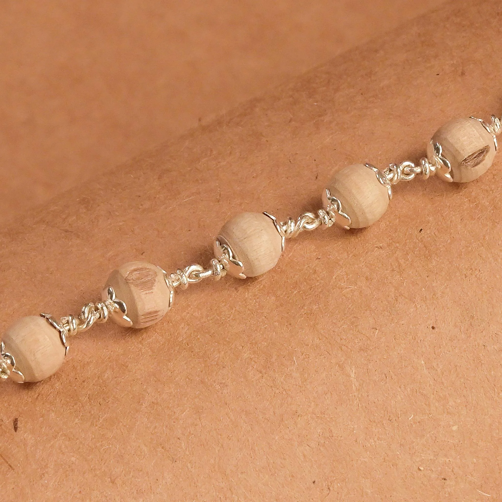 Tulsi Beads Silver Bracelet 7-8 MM