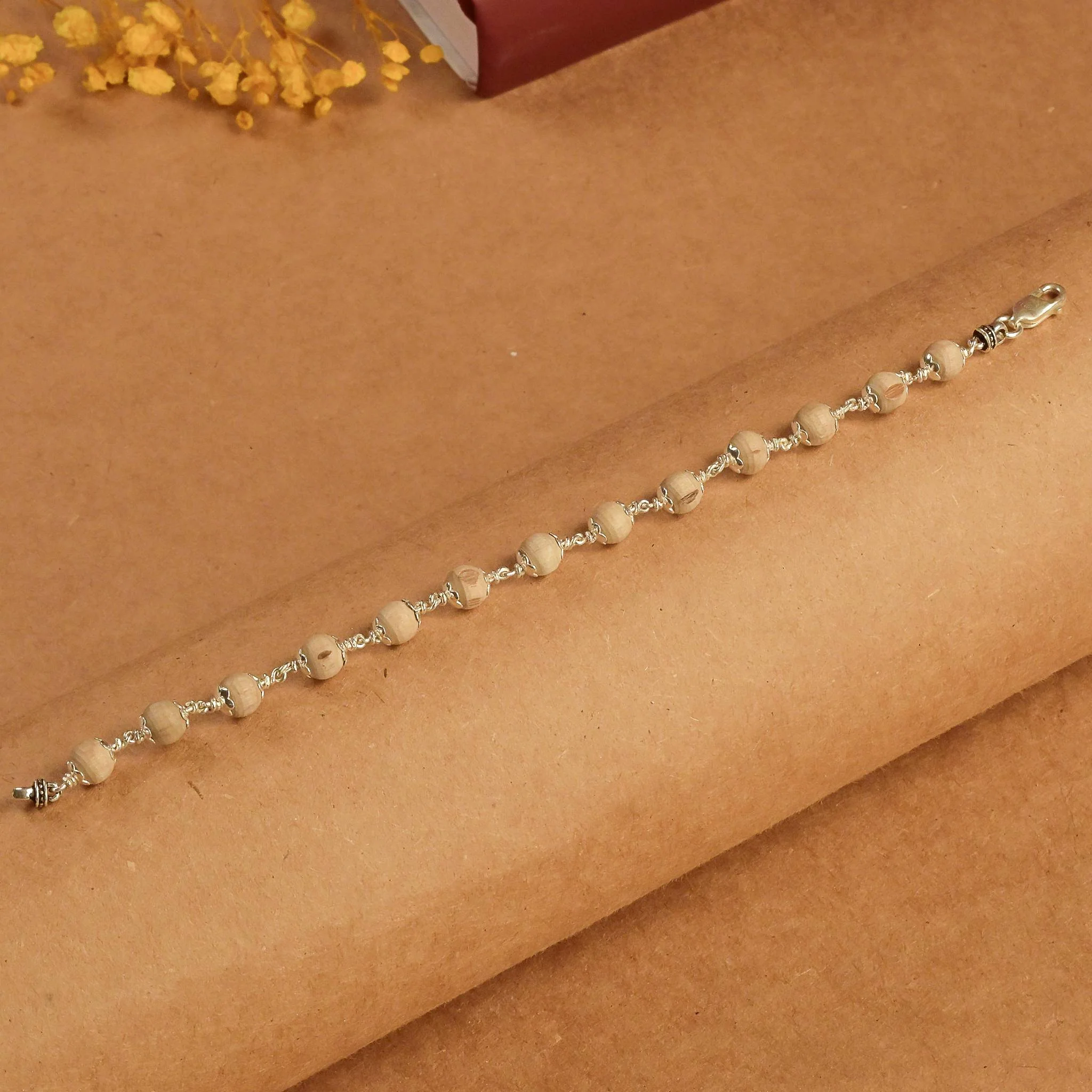 Tulsi Beads Silver Bracelet 7-8 MM - Image 2